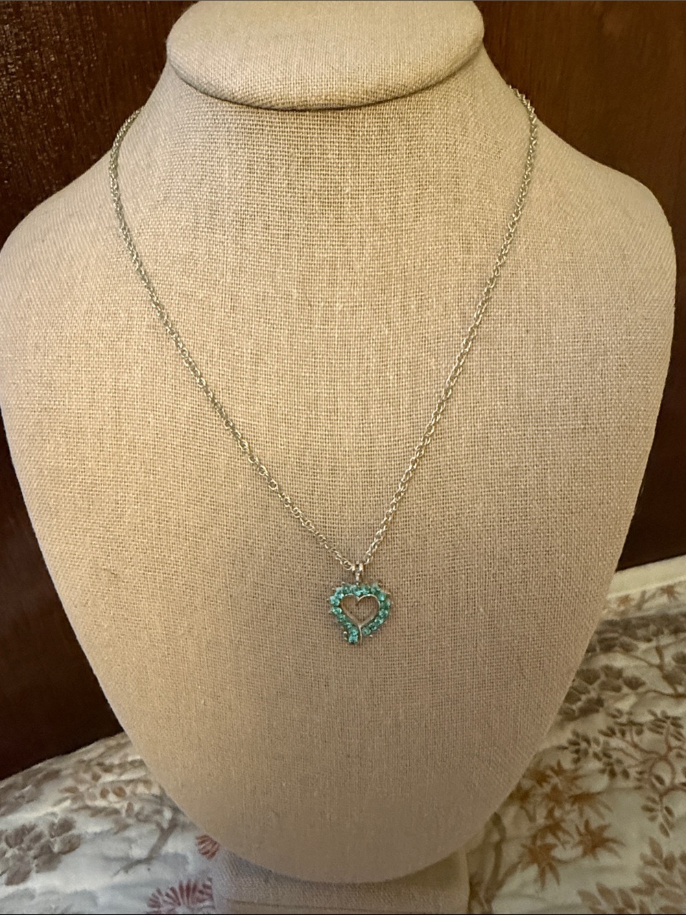 Silver Necklace with Turquoise Heart Pendant - Women's Jewelry